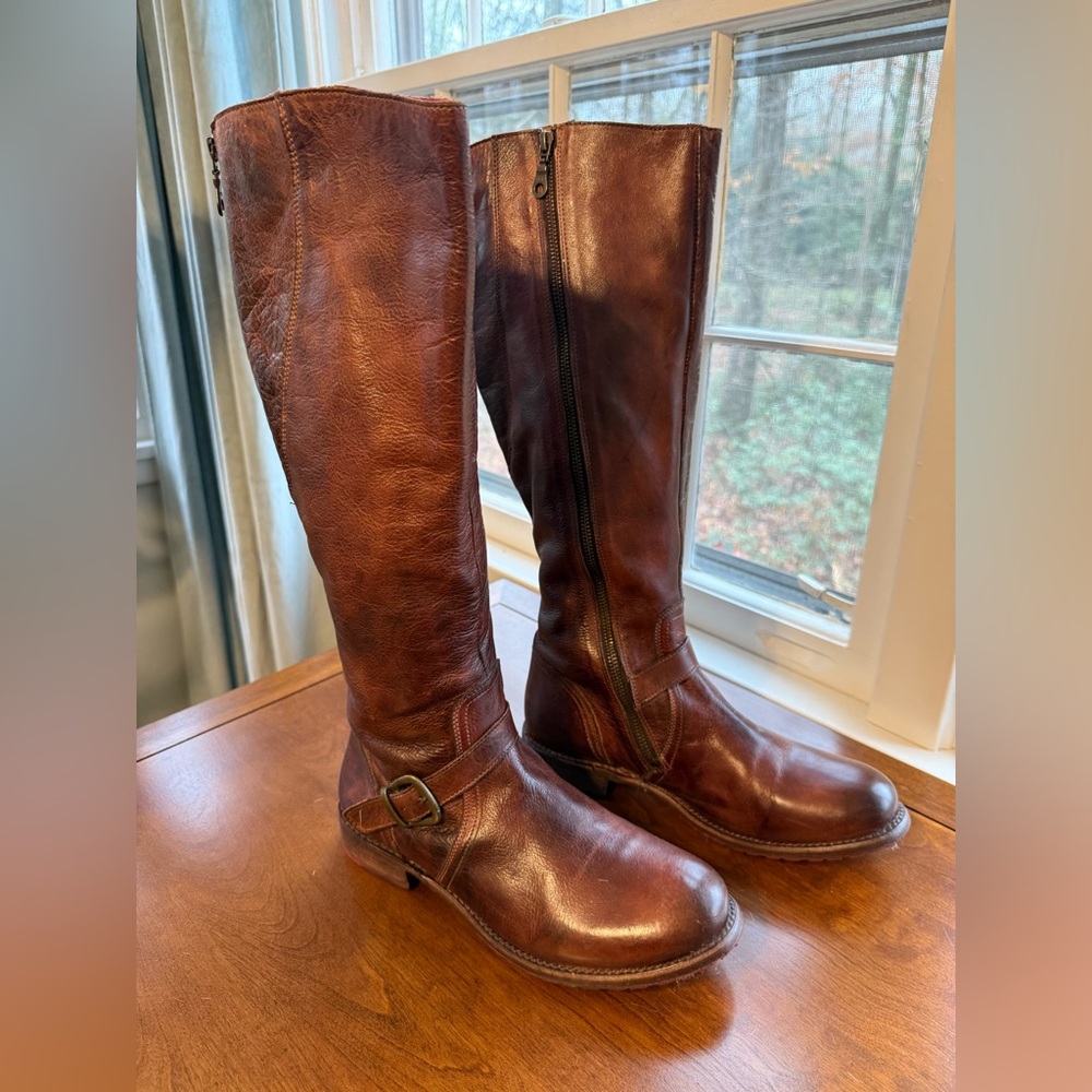 BED|STU Della Leather Boots in Teak Rustic (Adjustable Calf Width)